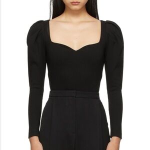 Alexander McQueen Puff Shoulder Sweetheart Bodysuit Black NWT Size IT 42